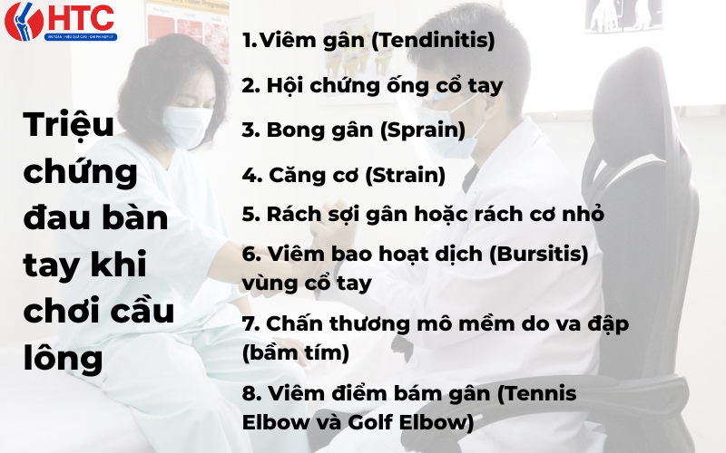 đau bàn tay khi chơi cầu lông