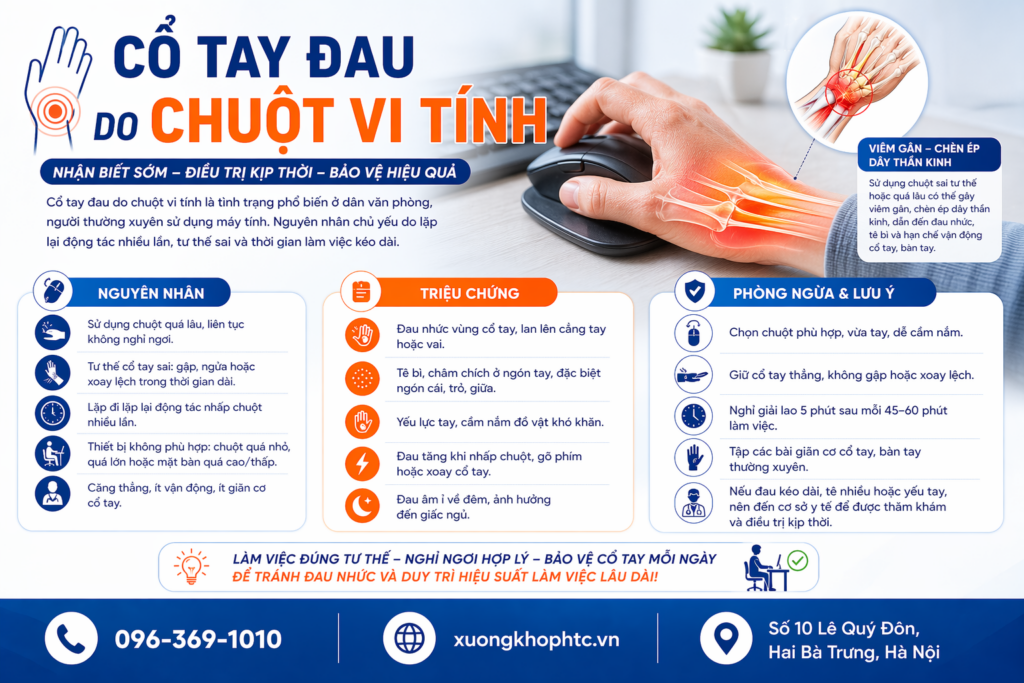 Cổ tay đau do chuột vi tính