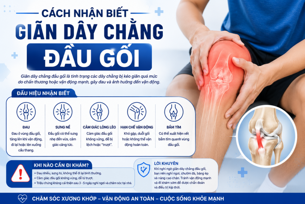 CÁCH NHẬN BIẾT GIÃN DÂY CHẰNG ĐẦU GỐI