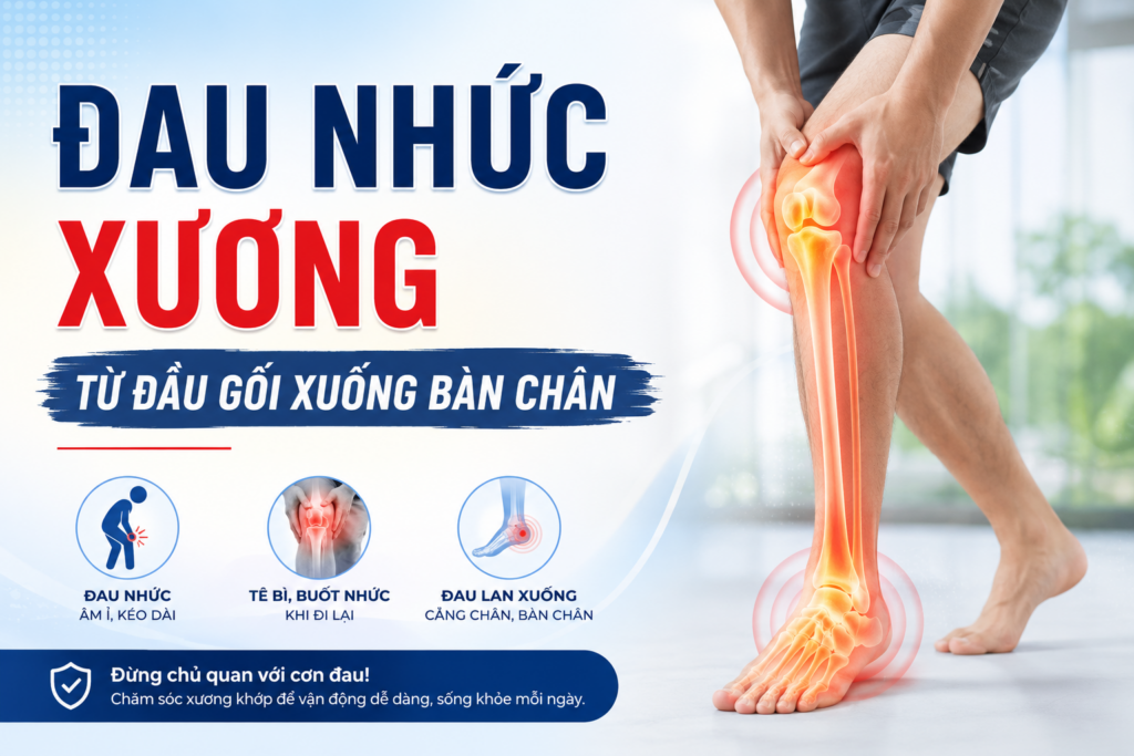ĐAU NHỨC XƯƠNG TỪ ĐẦU GỐI XUỐNG BÀN CHÂN – NGUYÊN NHÂN & CÁCH XỬ LÝ