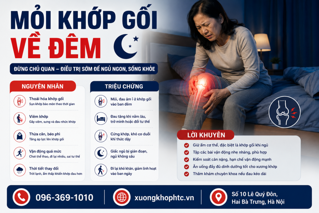 Đau Mỏi Khớp Gối Về Đêm – Nguyên Nhân, Dấu Hiệu Và Cách Cải Thiện Hiệu Quả