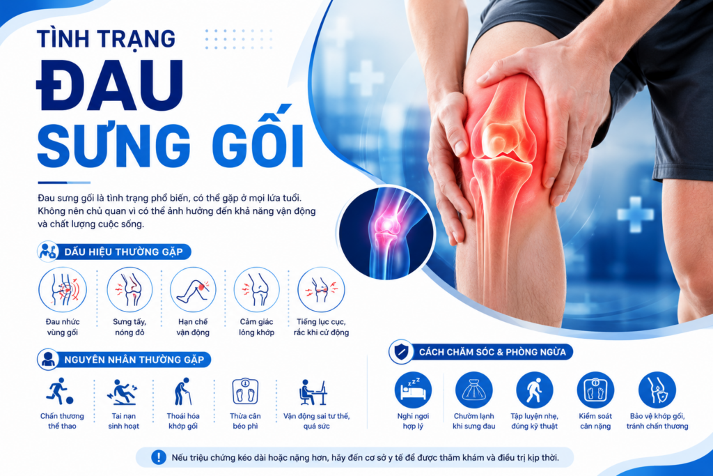 TÌNH TRẠNG ĐAU SƯNG GỐI: Nguyên nhân và Cách điều trị