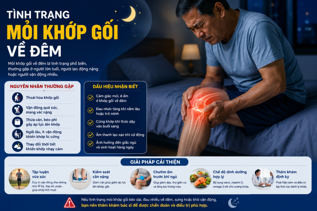 Tình Trạng Mỏi Khớp Gối Về Đêm: Nguyên Nhân Và Cách Cải Thiện