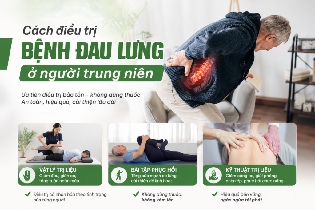 Cách điều trị bệnh đau lưng ở người trung niên