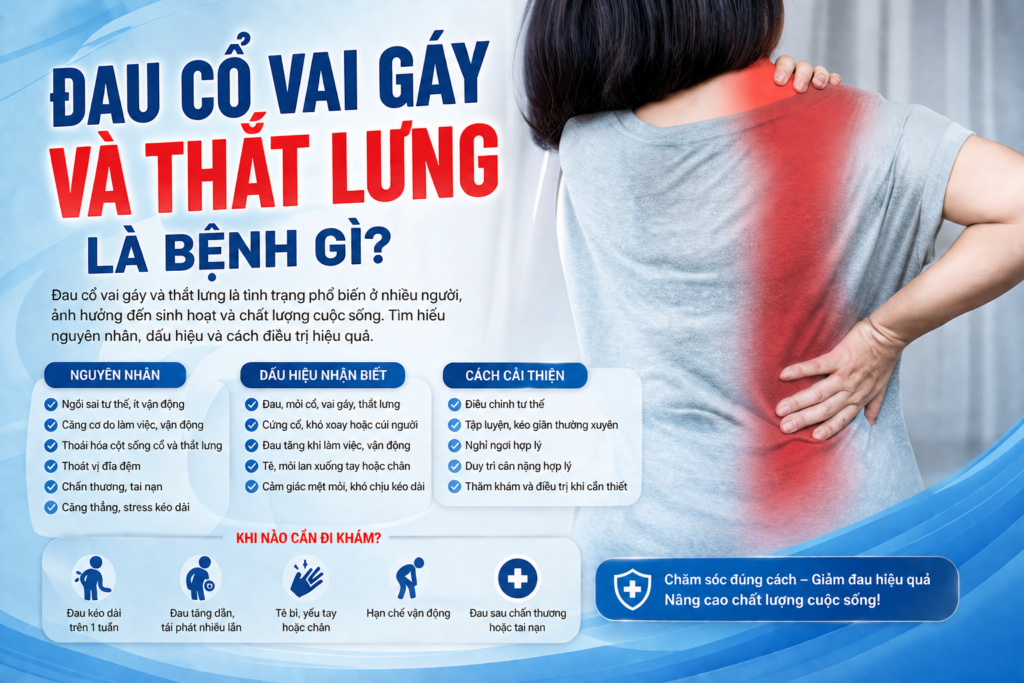 Đau cổ vai gáy và thắt lưng là bệnh gì? Nguyên nhân, triệu chứng và cách cải thiện