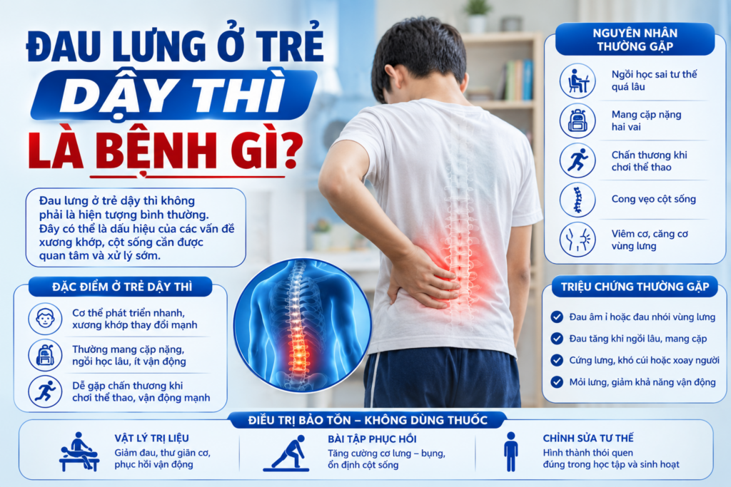 Đau lưng ở trẻ dậy thì là bệnh gì? Phụ huynh không nên bỏ qua