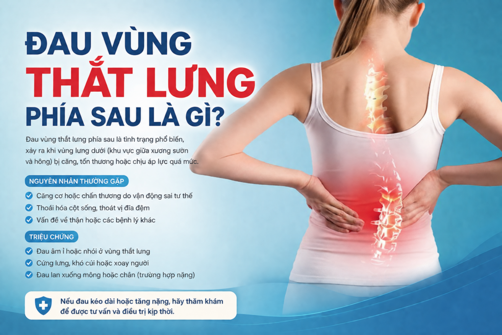 Đau vùng thắt lưng phía sau là gì? Nguyên nhân, dấu hiệu và cách cải thiện