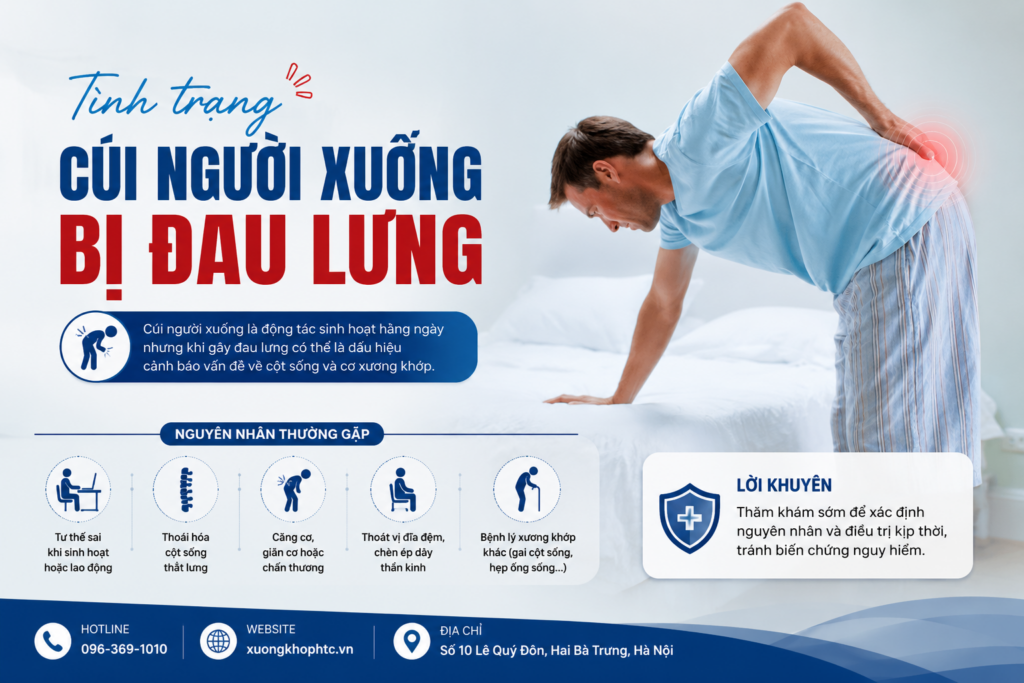 Cúi người xuống bị đau lưng là dấu hiệu cảnh báo gì? Nguyên nhân và Cách điều trị