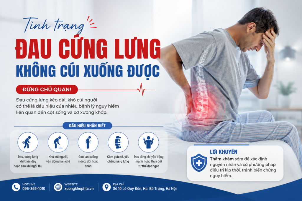 Vì sao đau cứng lưng và không cúi được? Nguyên nhân và Cách điều trị