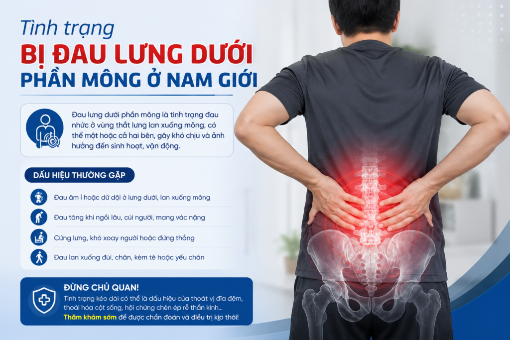 Đau lưng dưới phần mông ở nam giới có nguy hiểm không?