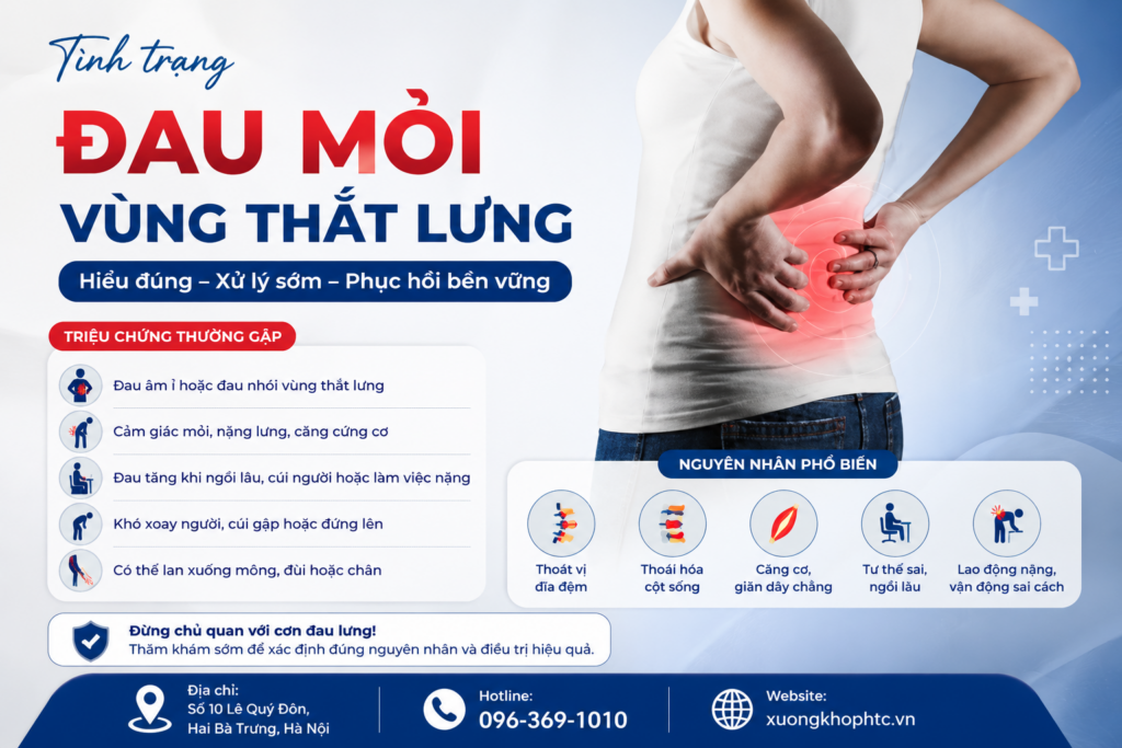 Tình trạng đau mỏi vùng thắt lưng: Nguyên nhân, dấu hiệu và cách cải thiện