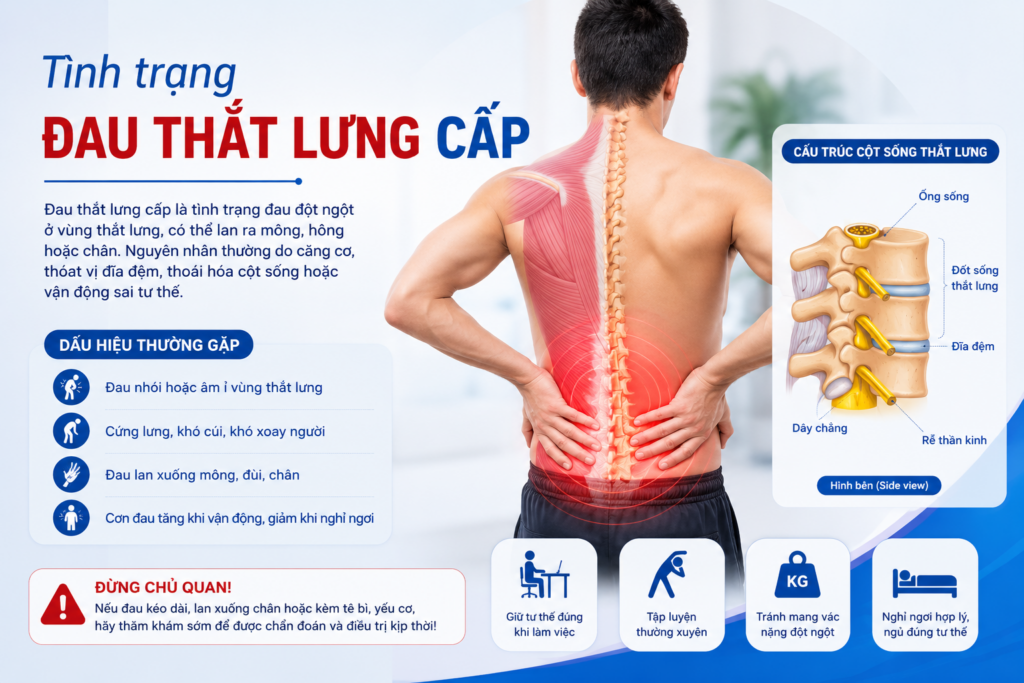 Tình trạng đau thắt lưng cấp: Nguyên nhân, triệu chứng và Cách điều trị