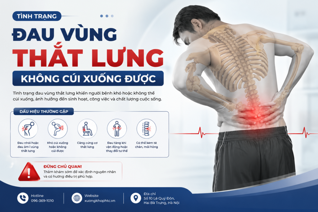 Tình trạng đau vùng thắt lưng không cúi xuống được – Cảnh báo bệnh lý cột sống