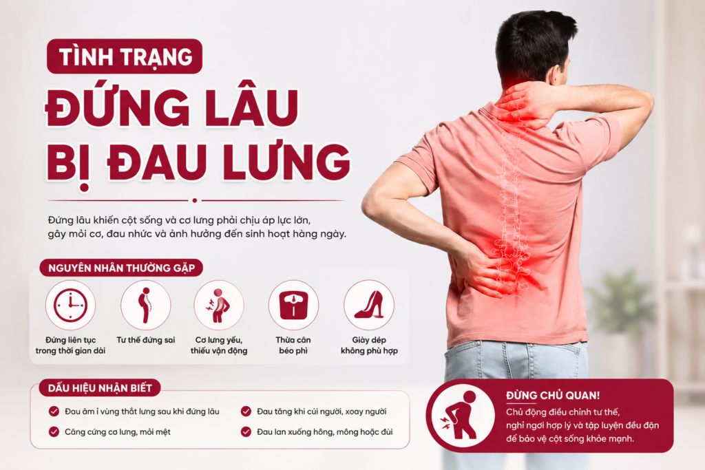 Tình trạng đứng lâu bị đau lưng: Nguyên nhân và Cách điều trị