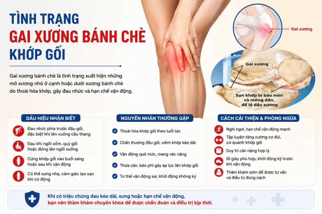 Tình trạng gai xương bánh chè khớp gối: Nguyên nhân, dấu hiệu và cách cải thiện