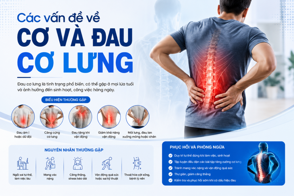 Các vấn đề về cơ và đau cơ lưng? Nguyên nhân và cách điều trị