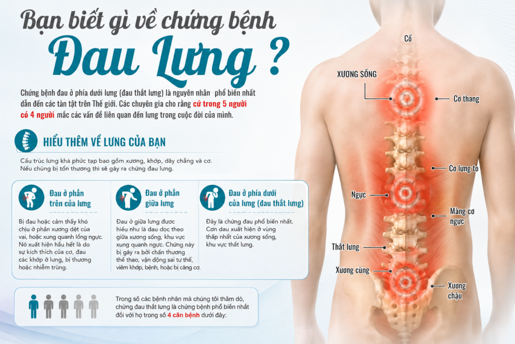 Đau lưng là gì? Hiểu thêm về các vị trí đau lưng