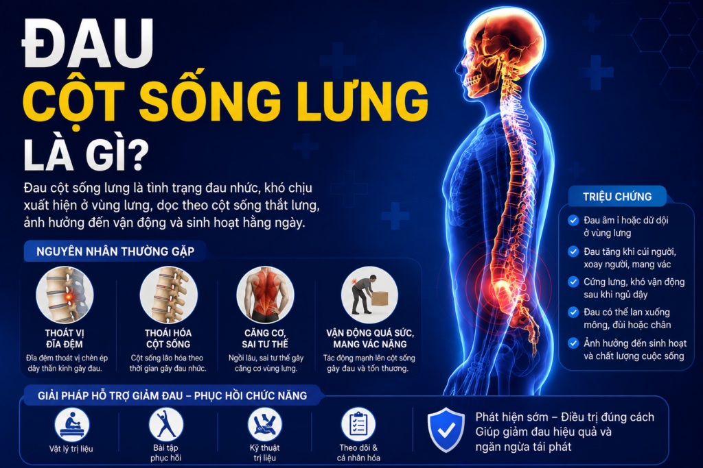 Đau cột sống lưng là gì? Nguyên nhân, triệu chứng và cách cải thiện