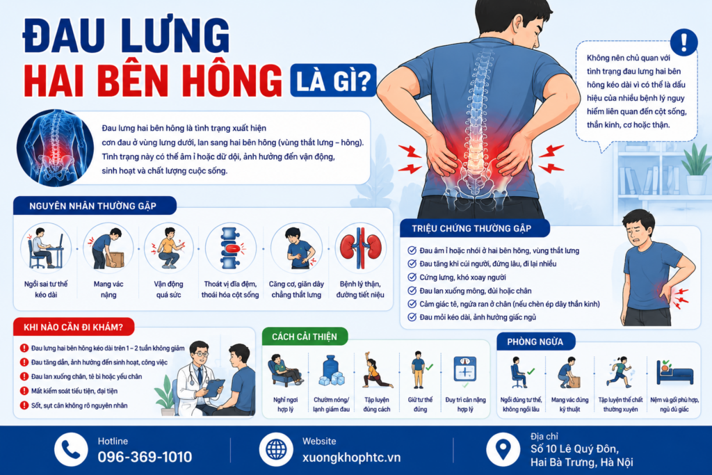 Đau lưng hai bên hông là gì? Nguyên nhân, triệu chứng và khi nào cần đi khám