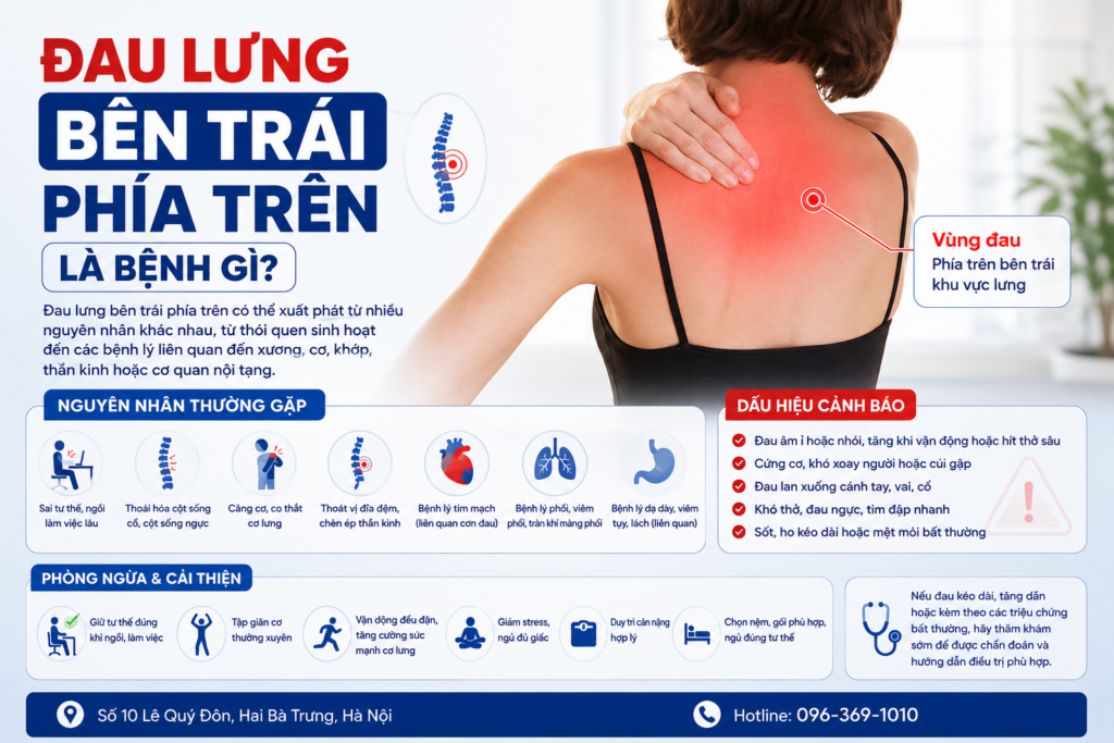 Đau lưng bên trái phía trên là bệnh gì?