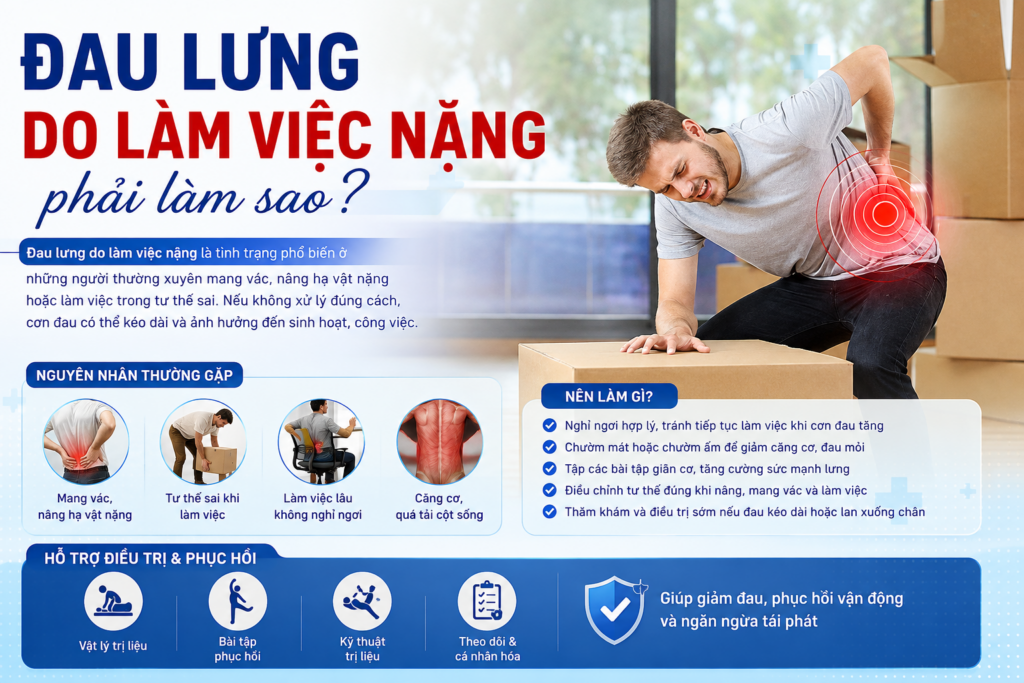 Đau lưng do làm việc nặng phải làm sao ?