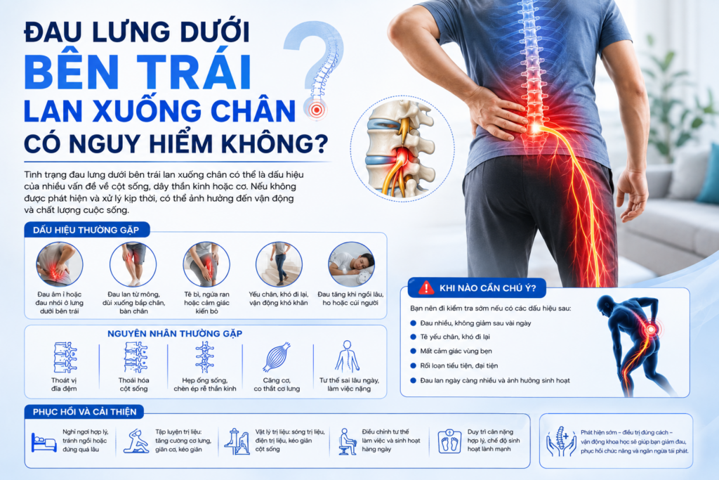 Đau lưng dưới bên trái lan xuống chân có nguy hiểm không?