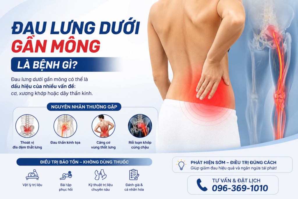 Đau lưng dưới gần mông là bệnh gì? Cảnh báo nhiều vấn đề về cột sống