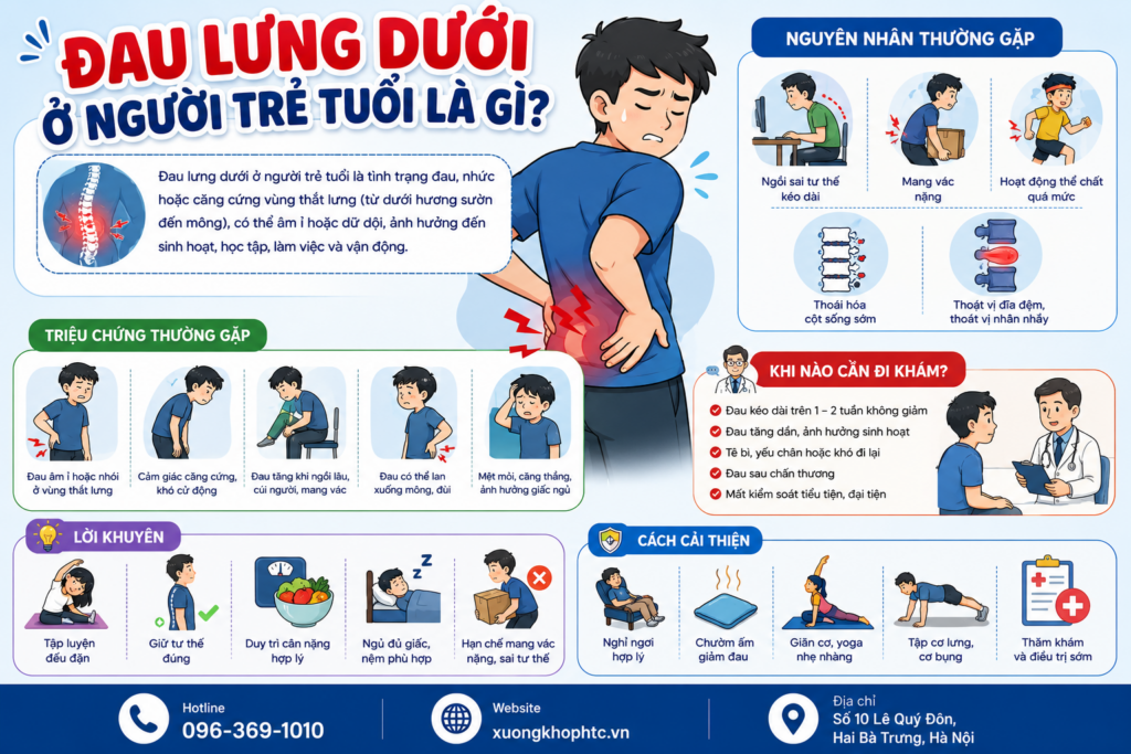 Đau lưng dưới ở người trẻ tuổi là gì? Nguyên nhân, triệu chứng và khi nào cần đi khám