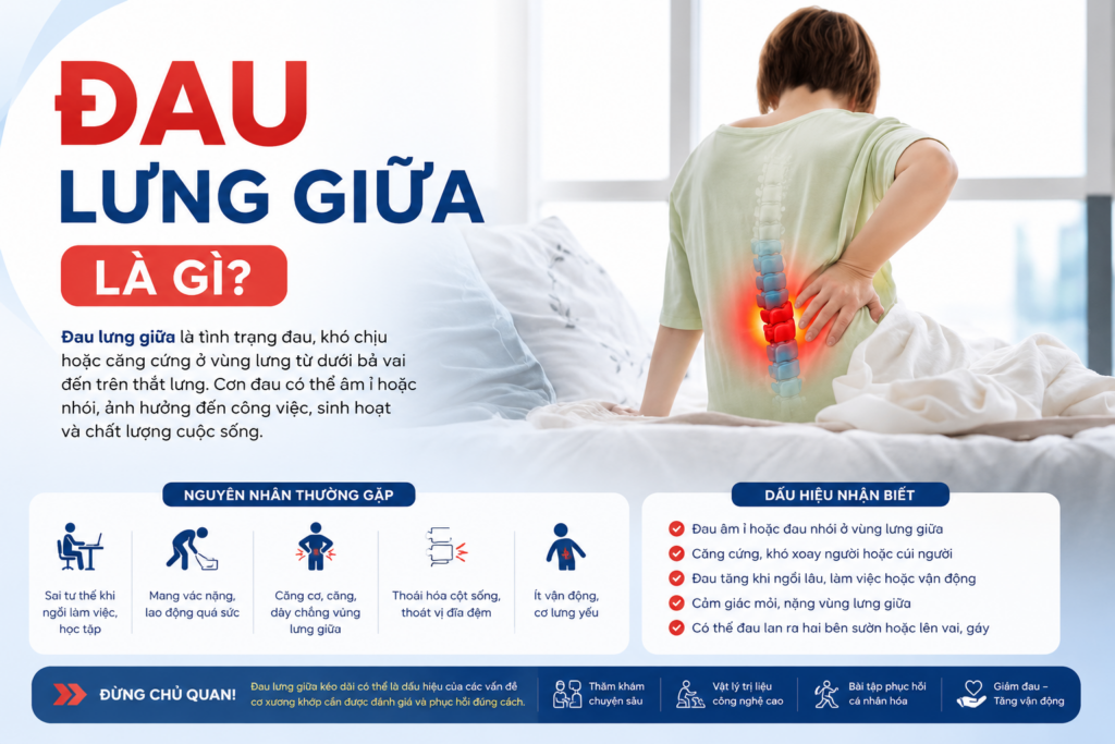 Đau lưng giữa là gì? Nguyên nhân, dấu hiệu và cách cải thiện