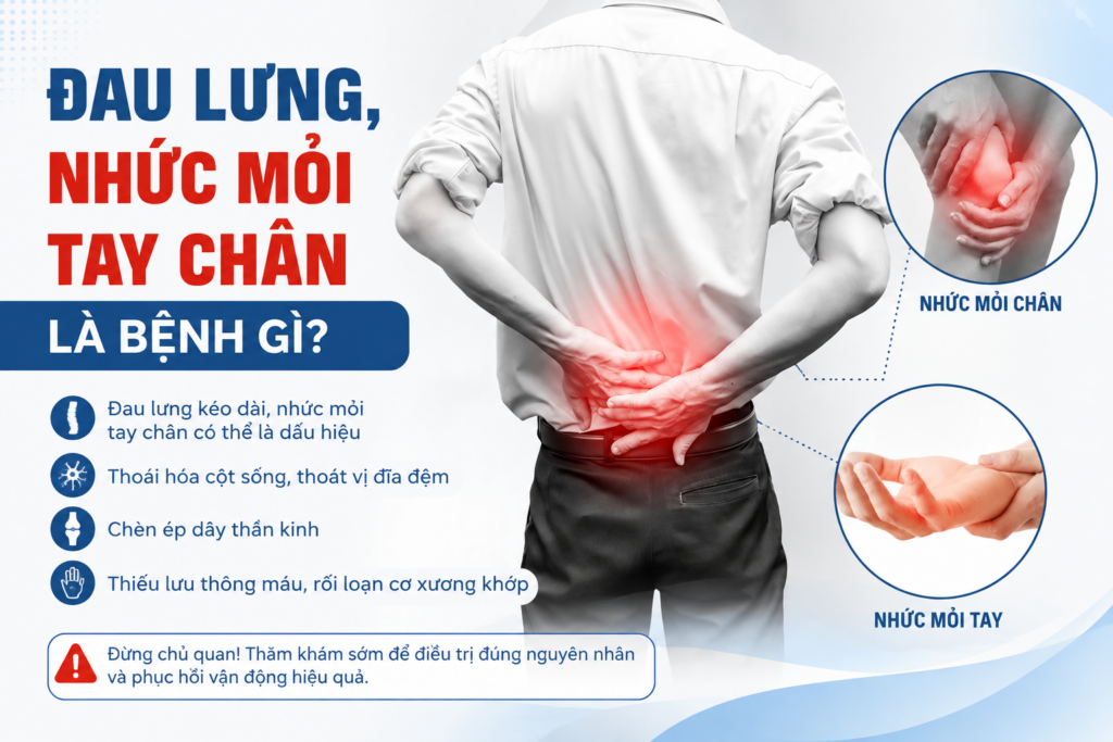Đau lưng, nhức mỏi tay chân là bệnh gì?