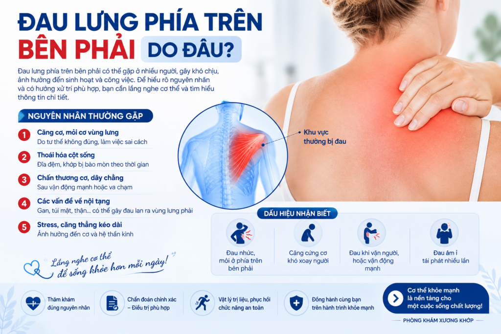 Đau lưng phía trên bên phải do đâu?