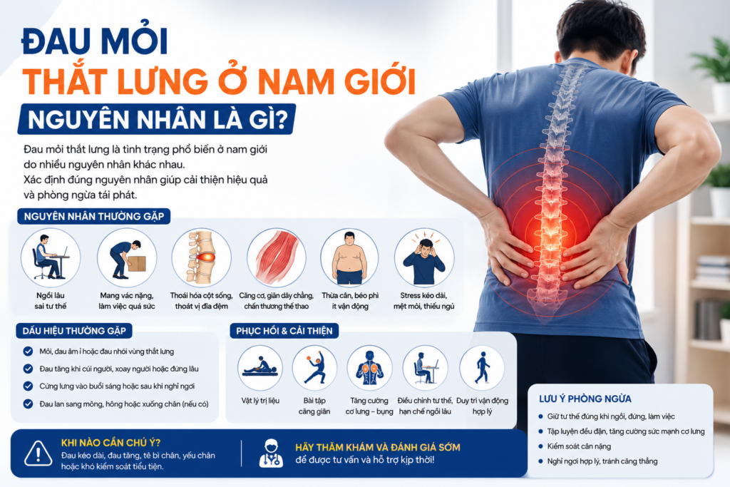 Đau mỏi thắt lưng ở nam giới: Nguyên nhân là gì?