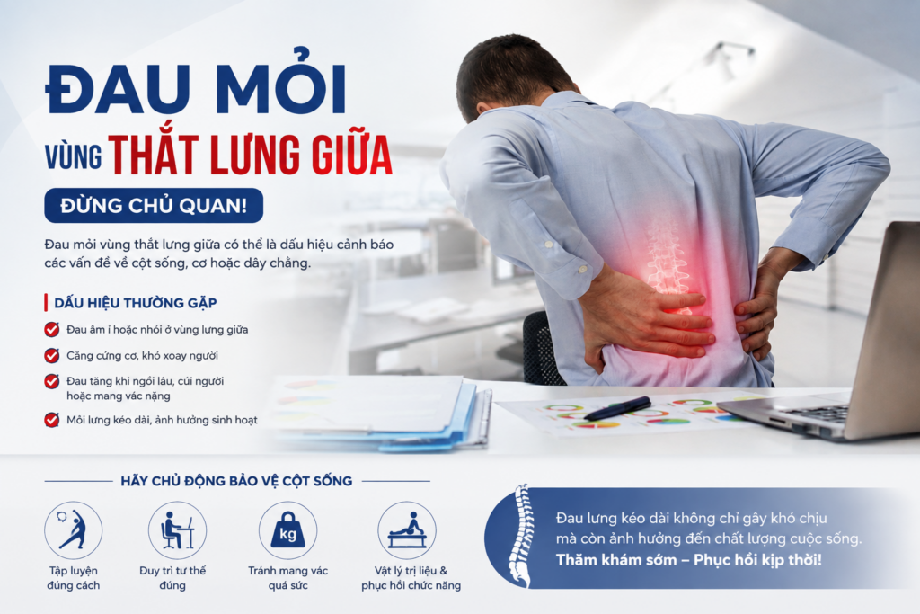 Đau mỏi vùng thắt lưng giữa – Nguyên nhân và cách cải thiện