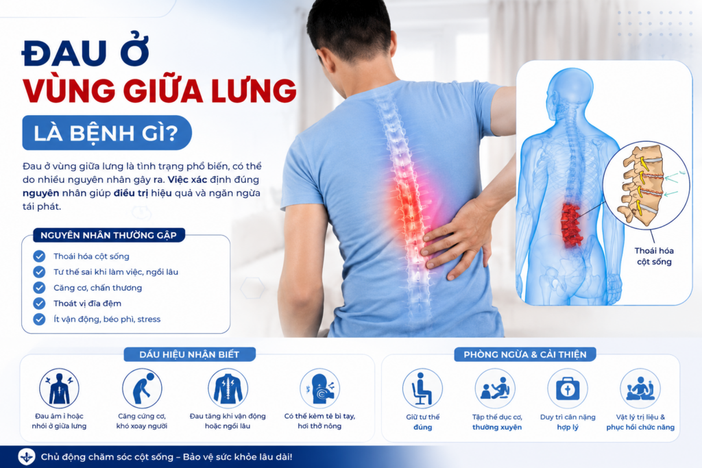 Đau ở vùng giữa lưng là bệnh gì? Những nguyên nhân cần lưu ý