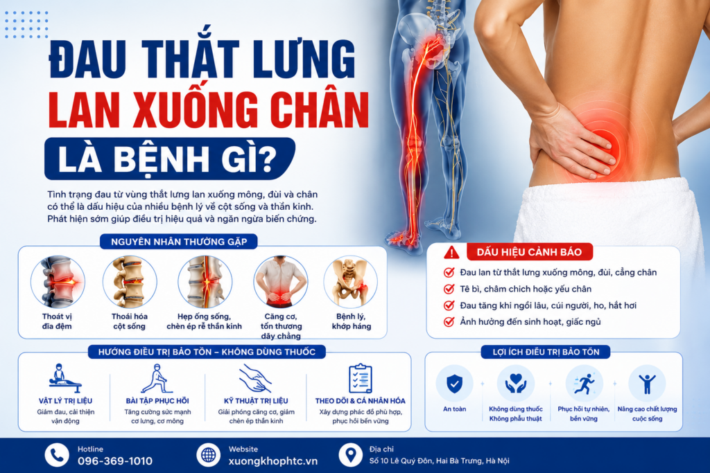 Đau thắt lưng lan xuống chân là bệnh gì? Dấu hiệu cảnh báo bệnh lý cột sống không nên bỏ qua