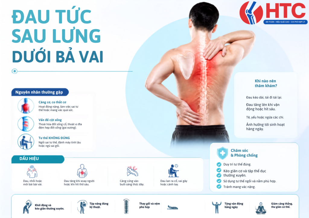 Đau tức lưng sau lưng dưới bả vai là gì?