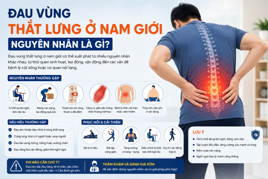 Đau vùng thắt lưng ở nam giới: Nguyên nhân là gì?