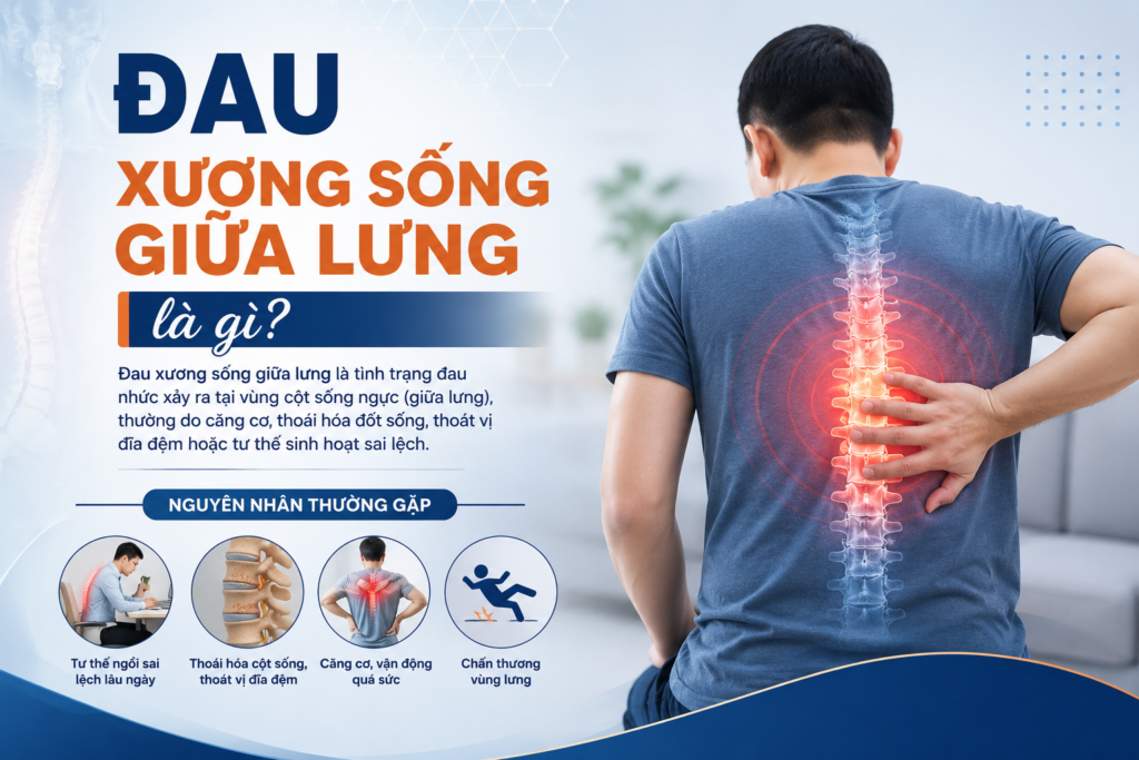 Đau xương sống giữa lưng là gì? Nguyên nhân và cách cải thiện