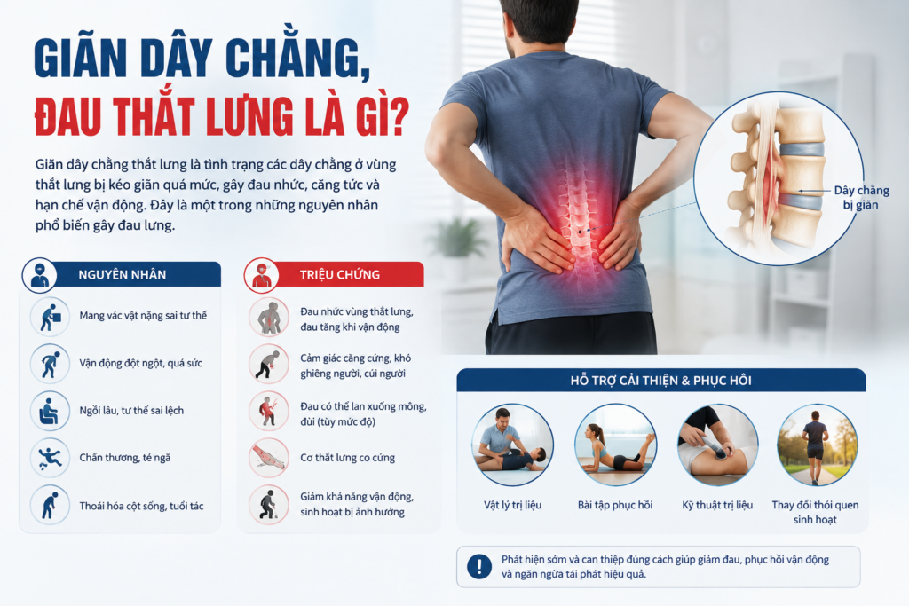 Giãn dây chằng, đau thắt lưng là gì?