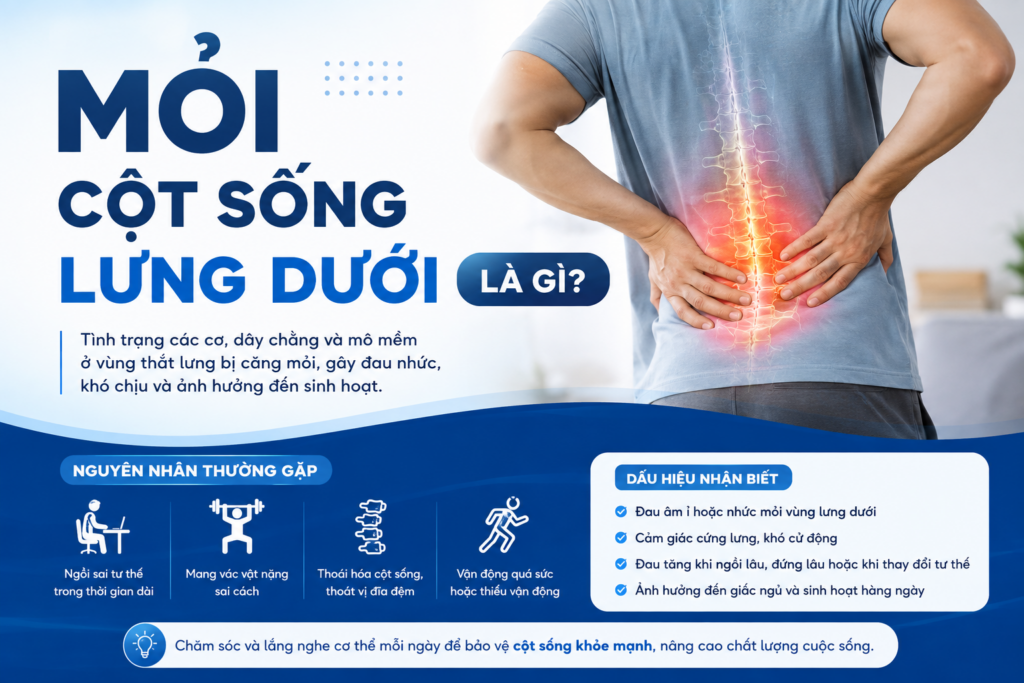 MỎI CỘT SỐNG LƯNG DƯỚI LÀ GÌ?