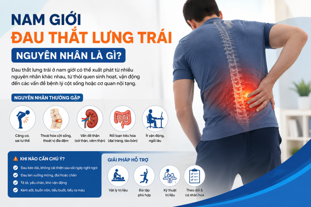 Nam giới đau thắt lưng trái: Nguyên nhân là gì?