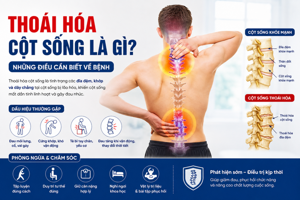 Thoái hóa cột sống là gì? Những điều cần biết về bệnh