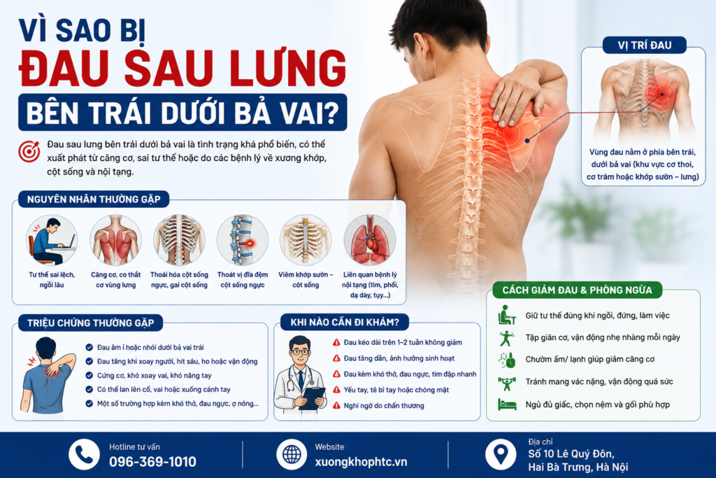 Vì sao bị đau sau lưng bên trái dưới bả vai?