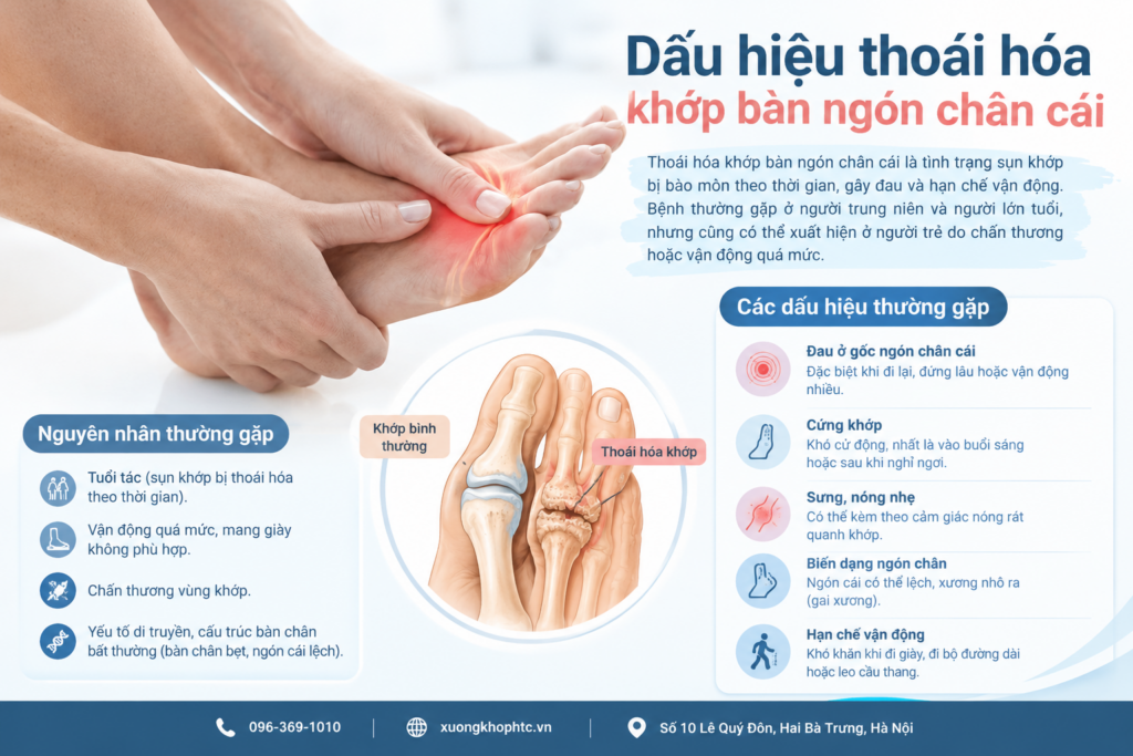 Dấu hiệu thoái hóa khớp bàn ngón chân cái