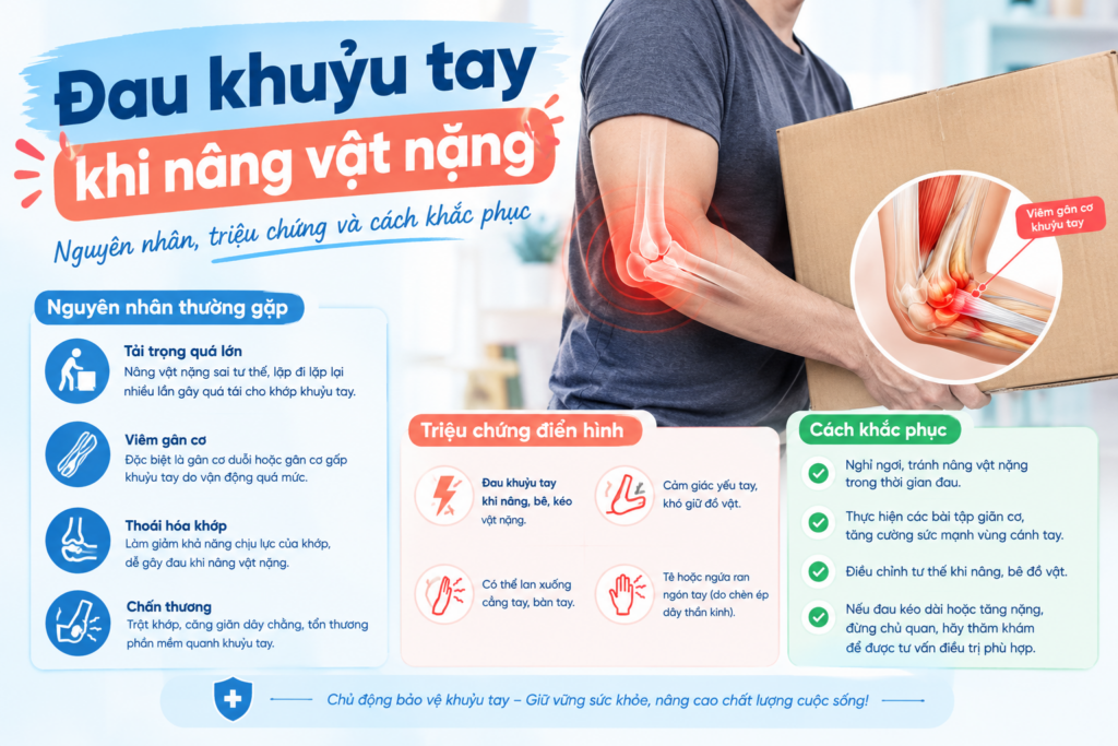 Đau khuỷu tay khi nâng vật nặng: Nguyên nhân và cách khắc phục