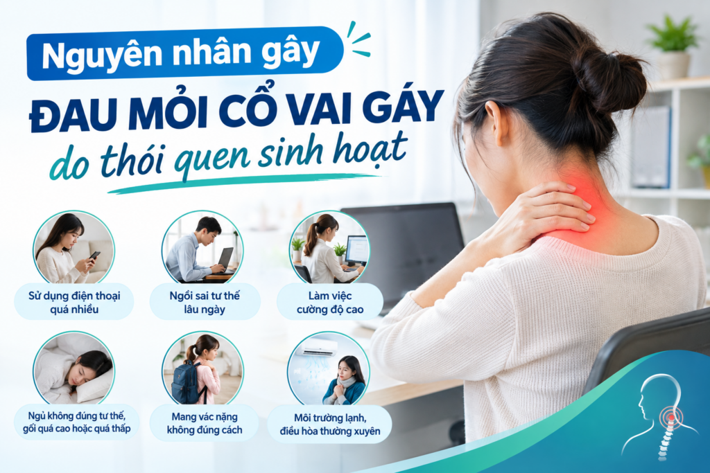 Nguyên nhân gây đau mỏi cổ vai gáy do thói quen sinh hoạt