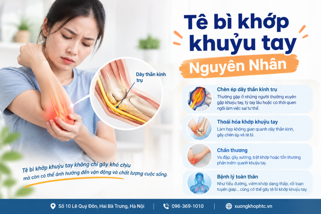 Tê bì khớp khuỷu tay – Nguyên nhân