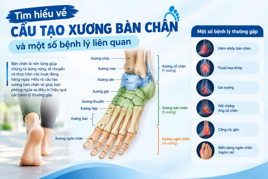 Tìm hiểu về cấu tạo xương bàn chân và một số bệnh lý liên quan