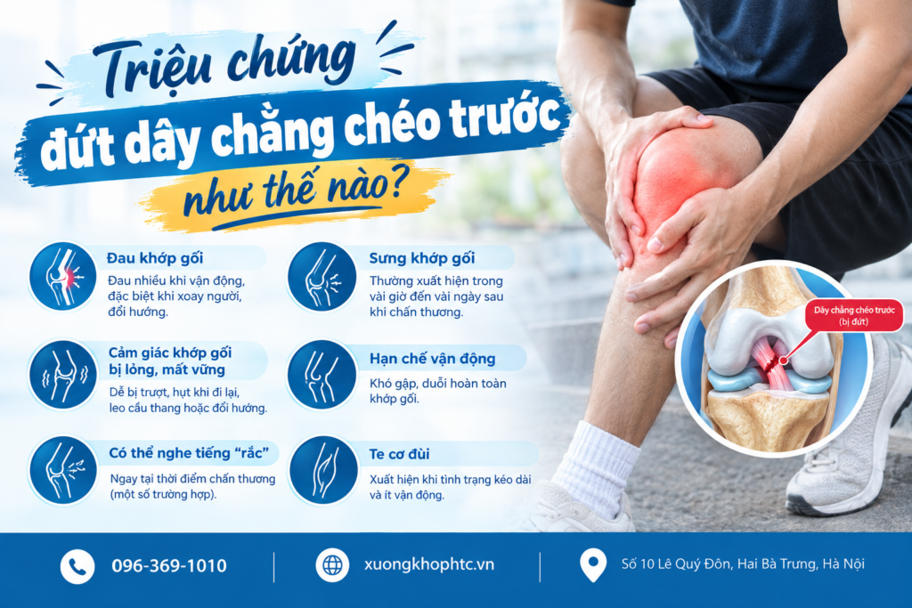 Triệu chứng đứt dây chằng chéo trước như thế nào?