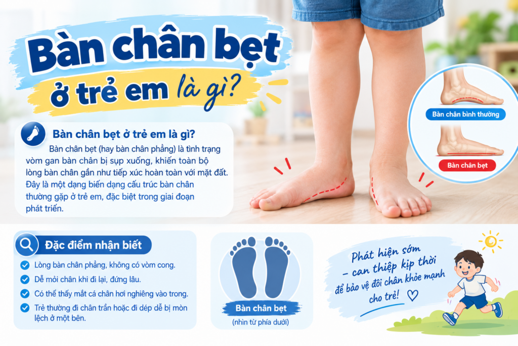 Bàn chân bẹt ở trẻ em là gì? Dấu hiệu nhận biết